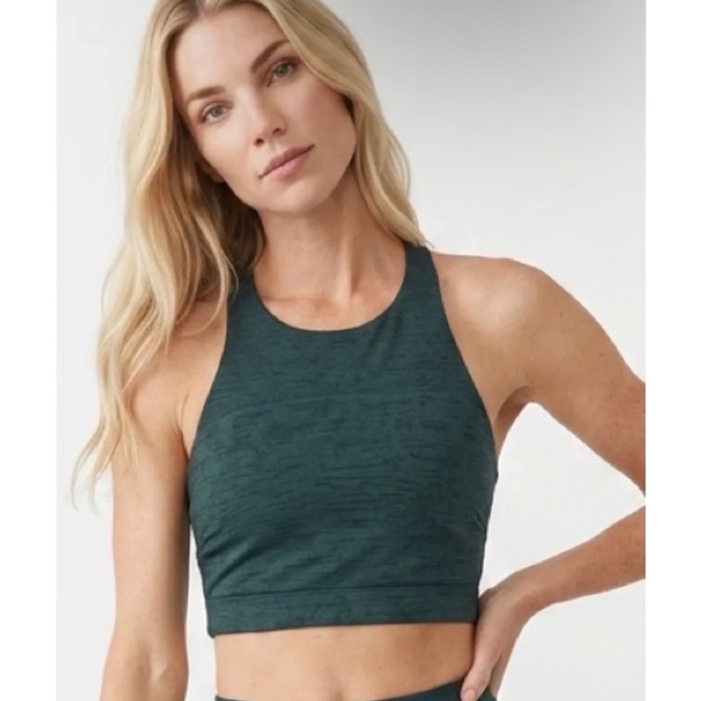Outdoor Voices Green Space Dye High Neck Racerback Crop Top Size XS Activewear